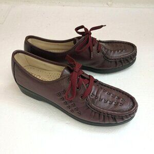 Soft Spots Bonnie Leather Oxford Shoes 8 Brown Lace Up Soft Weaved